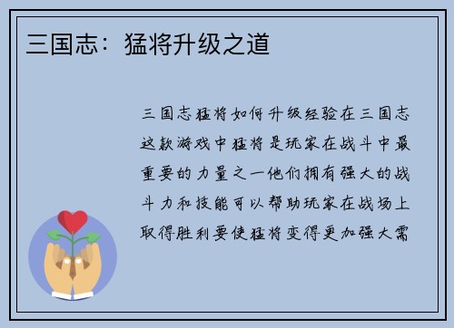 三国志：猛将升级之道